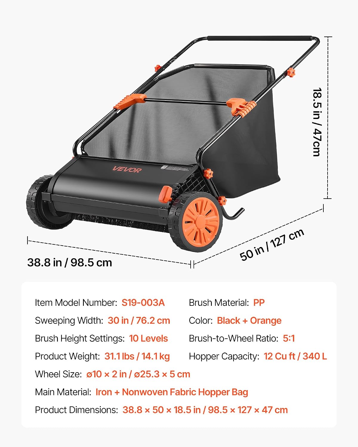 The Large Heavy-Duty Leaf Sweeper (30in)