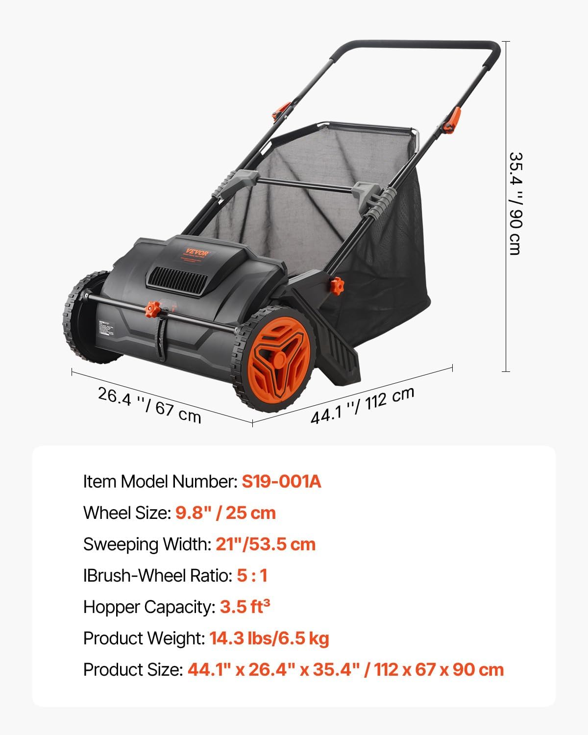 The Push Lawn Sweeper Mini (21in) Leaf Clams