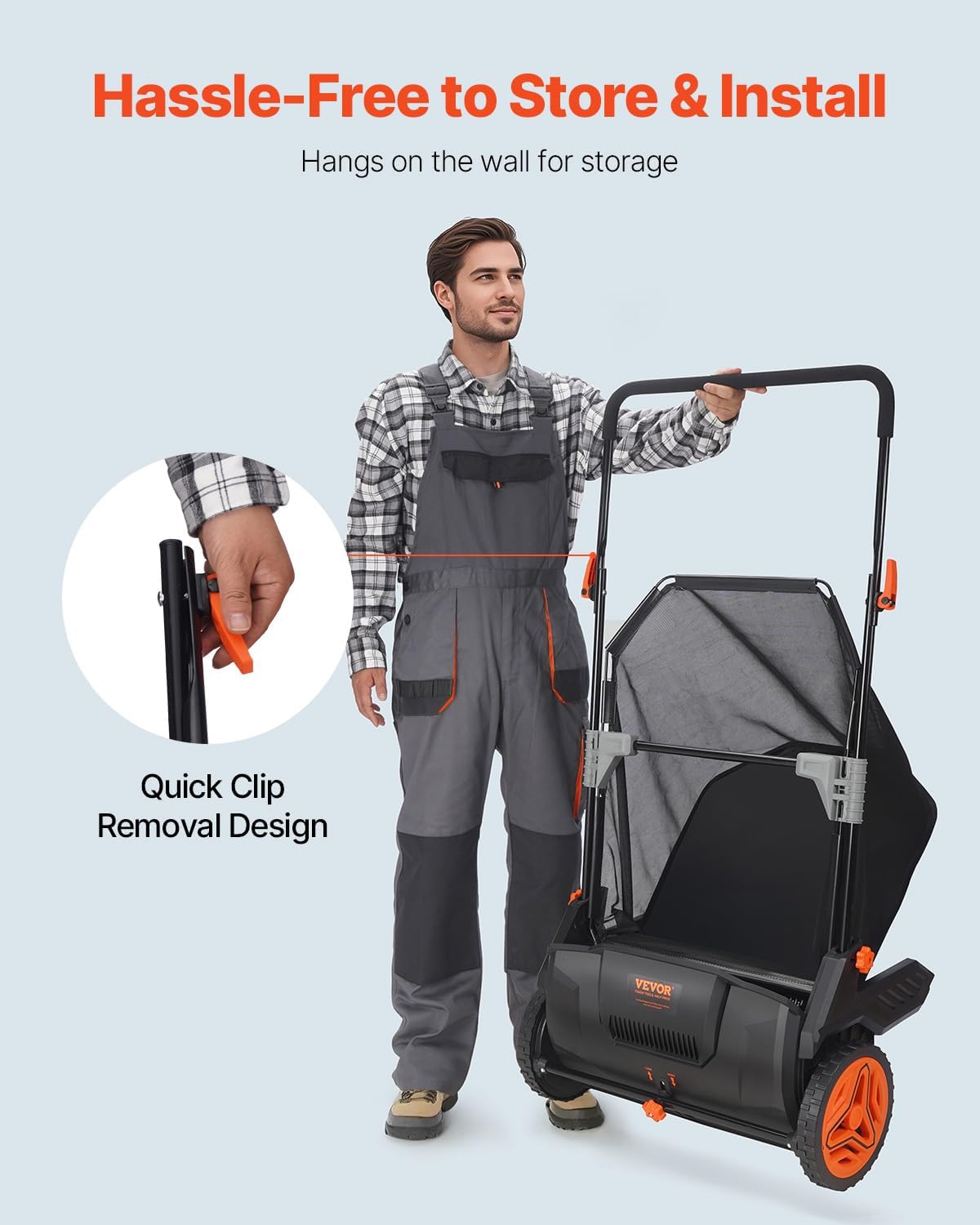 The Push Lawn Sweeper Mini (21in) Leaf Clams