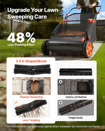 The Push Lawn Sweeper (26in) Leaf Clams